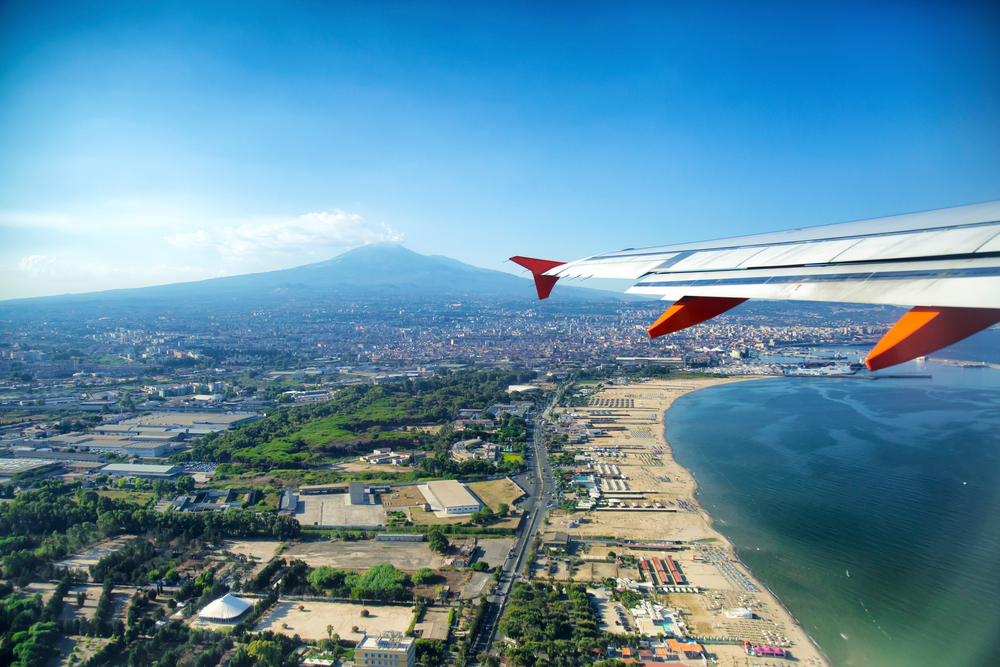 Mount Etna view from airplane