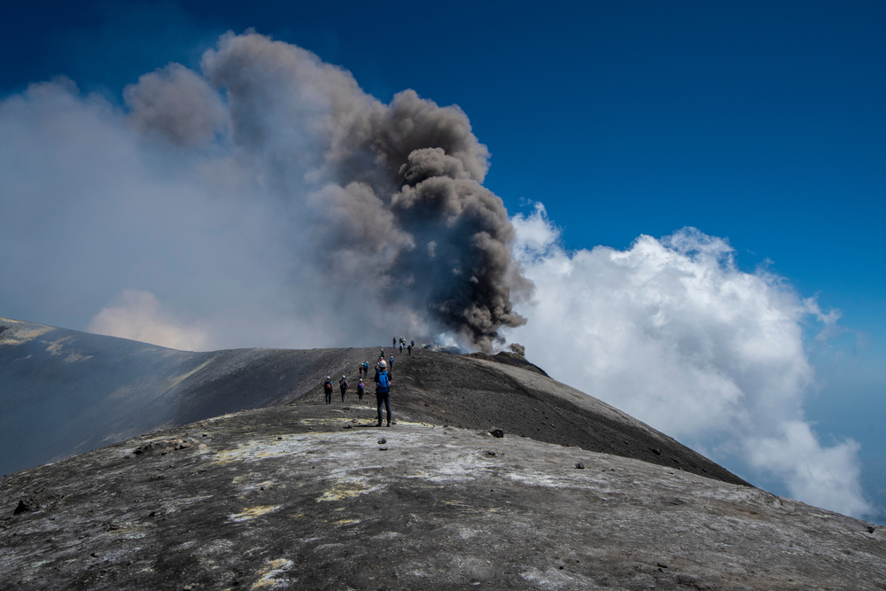 Active Volcano Mount Etna in southern Italy