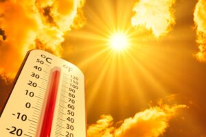 Millions of Americans Brace for Dangerous Heatwave as 'heat Dome' Sends Temperatures Soaring Hot,Temperature,thermometer,On,Yellow,Sky,With,Sun,Shining,In,Summer