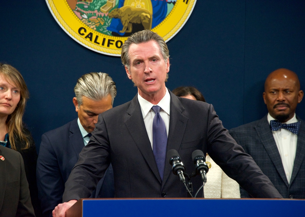 Sacramento, CA - Feb 1, 2023: Governor Gavin Newsom speaking at a Gun Safety Legislation Press Conference.