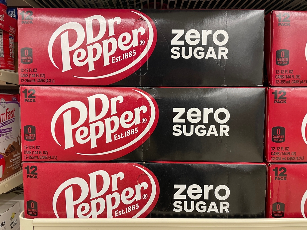 Grovetown, Ga USA - 10 25 22: Grocery store Dr Pepper soda 12 pack zero sugar