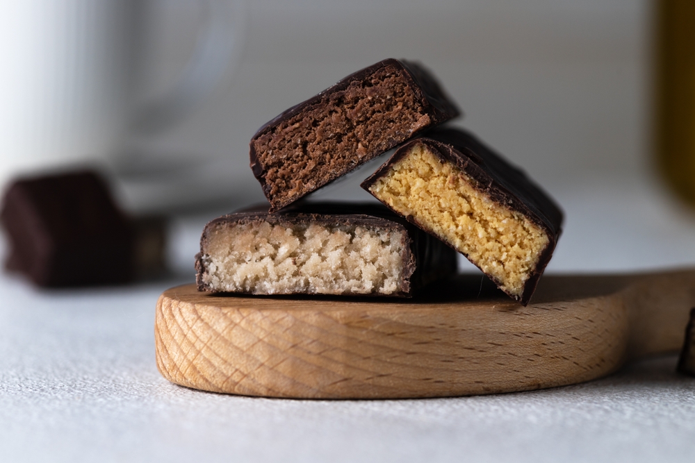 Protein bar cut on the table