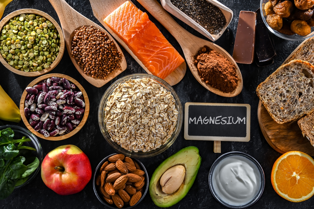Composition with food products rich in magnesium.