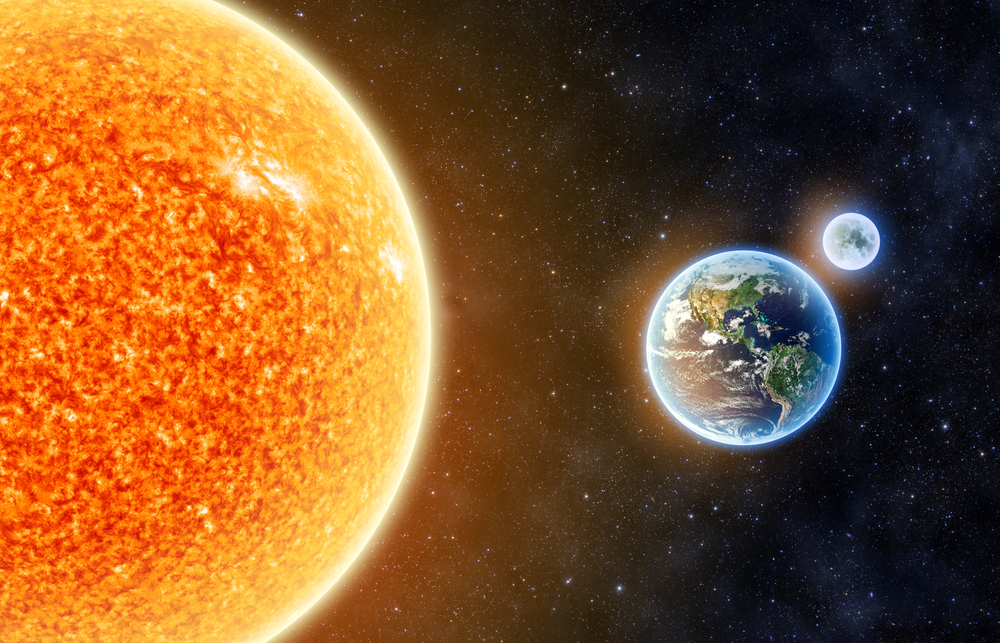 Earth and the Sun - Elements of this Image Furnished By NASA
