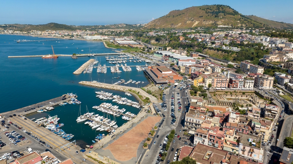 Aerial view of the marina located in Pozzuoli, near Naples, Italy.
