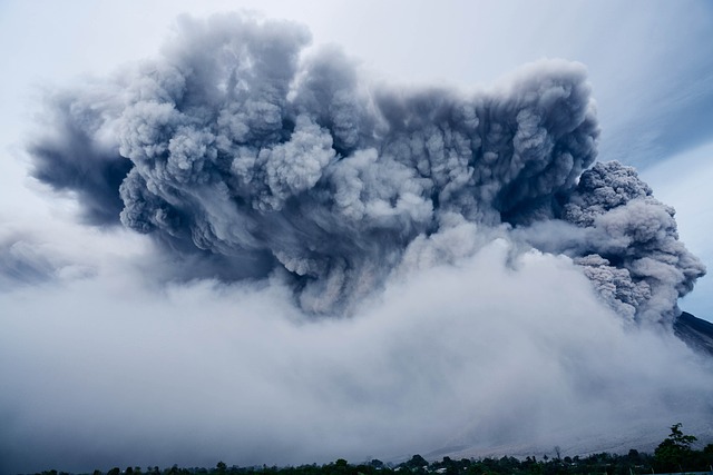 Erupting volcano