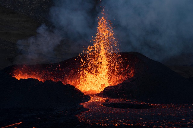 Erupting volcano