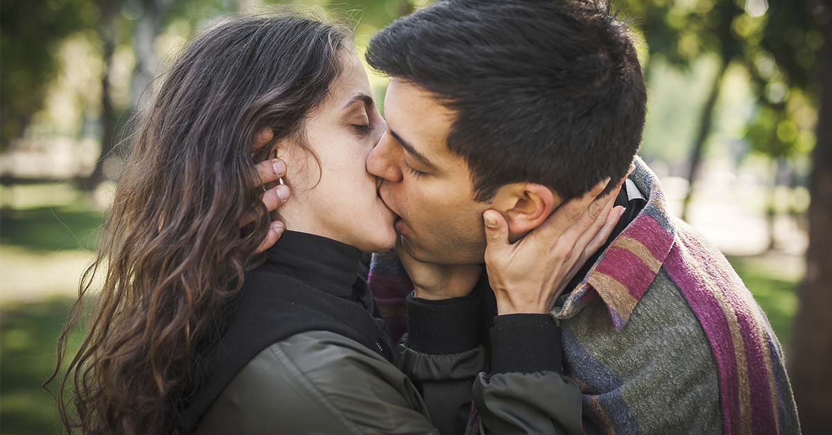 Man and woman kissing