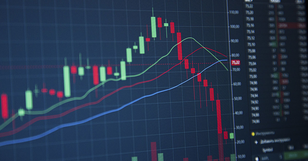 Stocks being electronically tracked on screen. Stock market concept