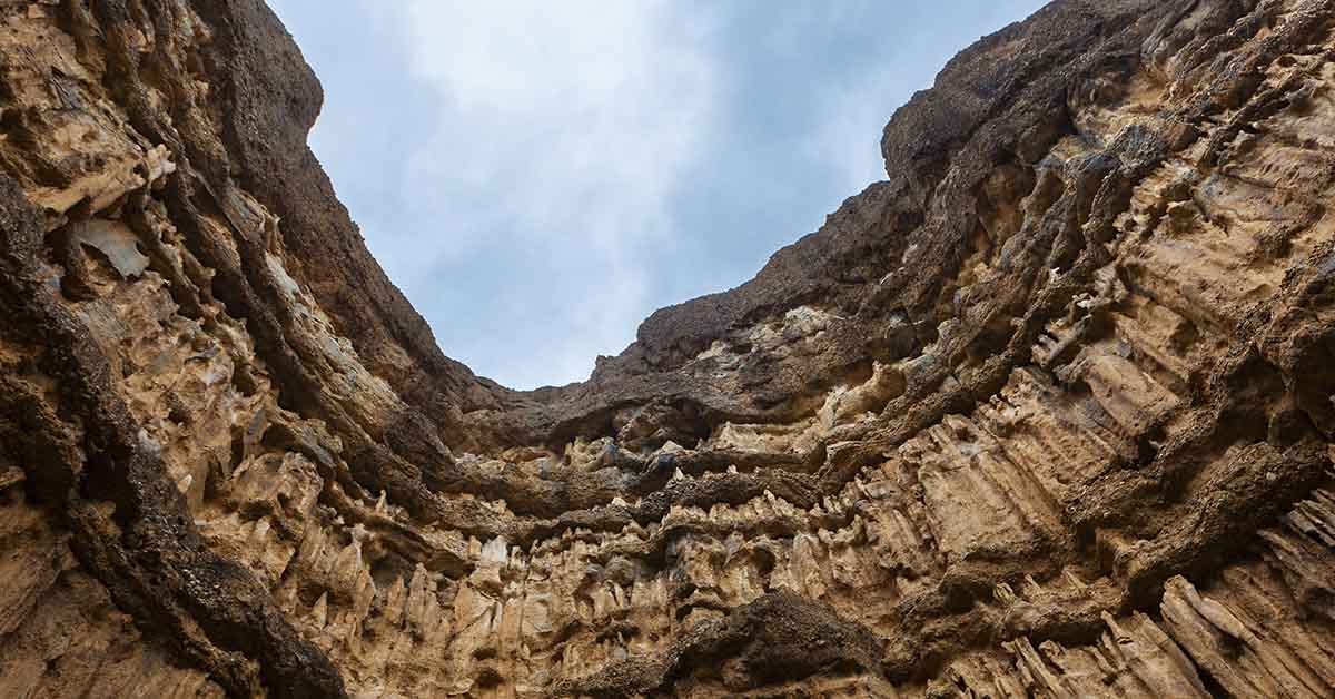 bottom of cliff looking up