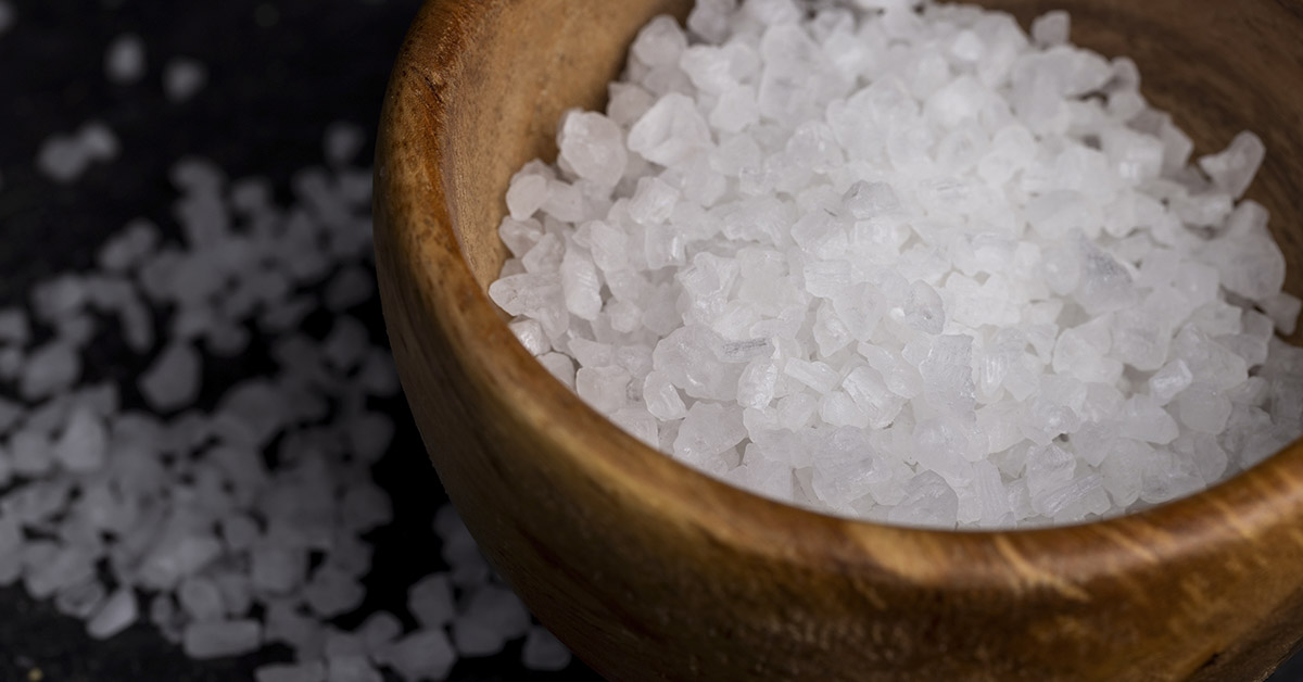 salt in small wooden bowl