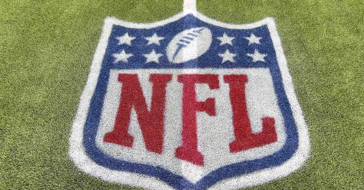 NFL logo on a football field