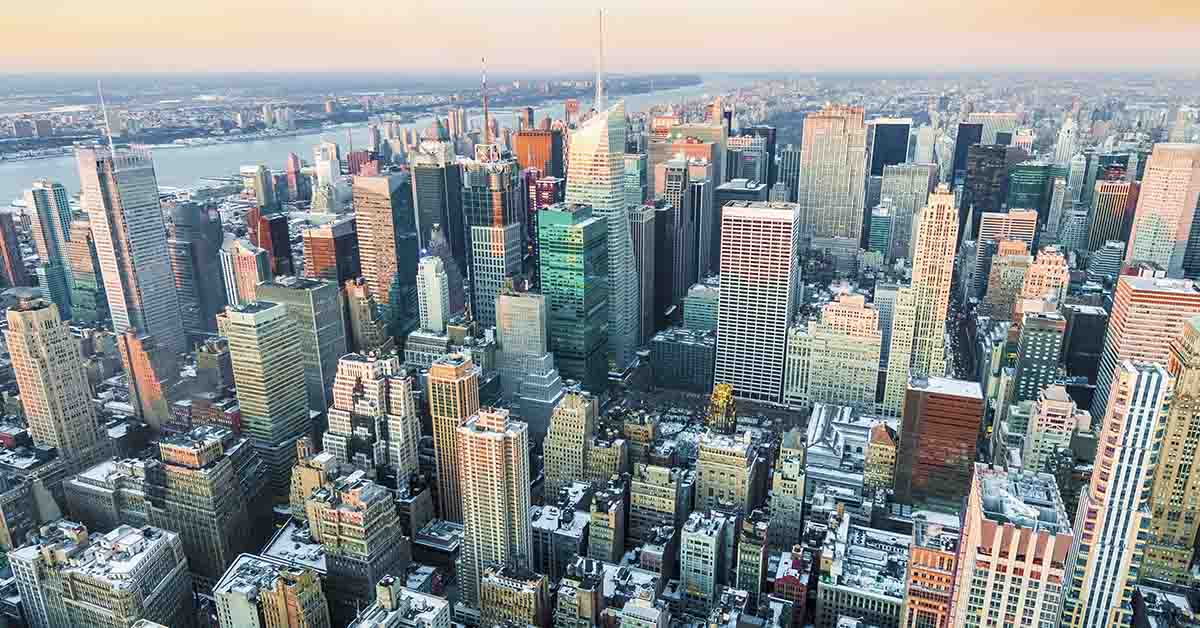 Manhattan skyline. New York City seen from the air