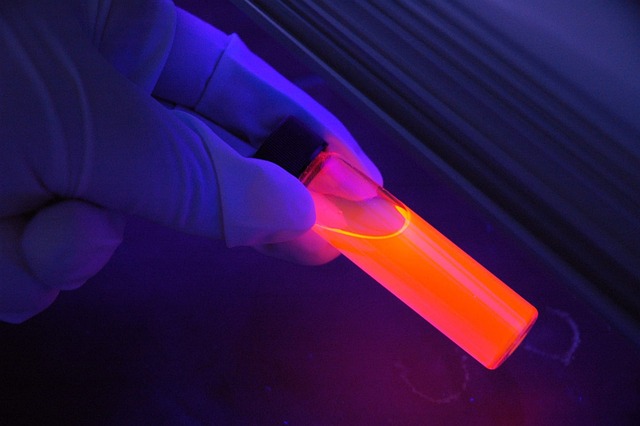 liquid glowing under UV light
