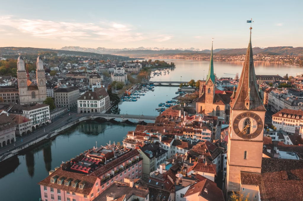 Aerial view of Zürich, Switzerland.