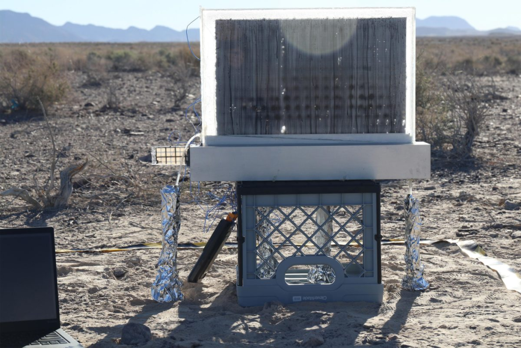Water Harvester device being tested in the desert