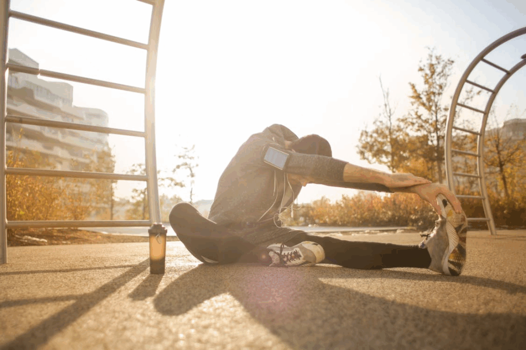 Man stretching to avoid sciatica pain