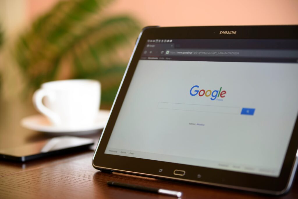 Black Samsung Tablet on Google Page
