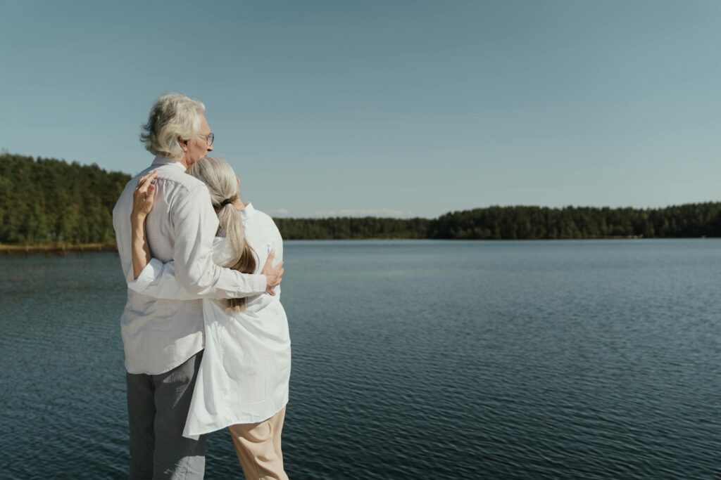 couple looking at lake