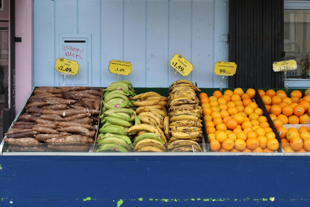 Colorful Fruit Stand Display in San Francisco
