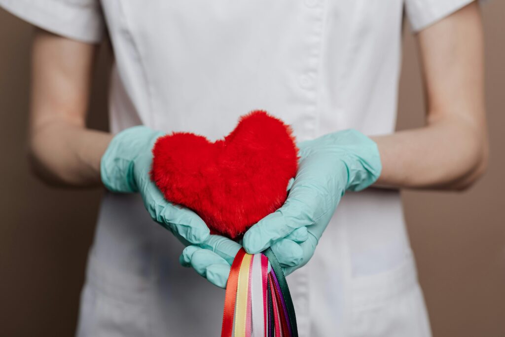 doctor holding heart plush