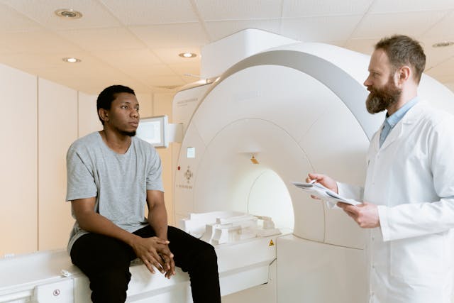 patient on CT scan bed