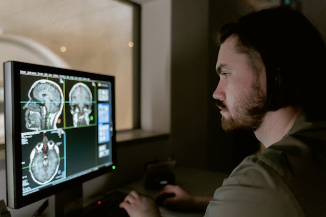 doctor looking at scans