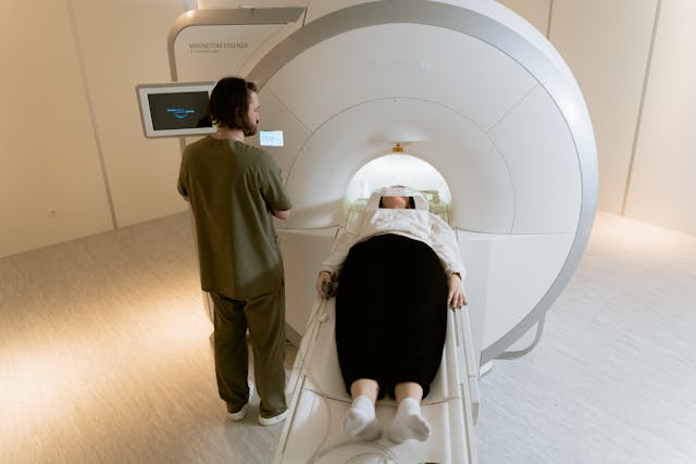 doctor and patient in CT scan