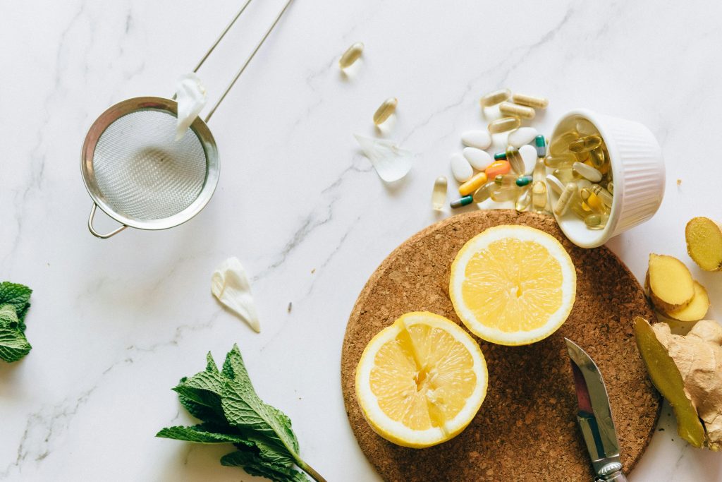 Sliced Lemon on Cork Tray
