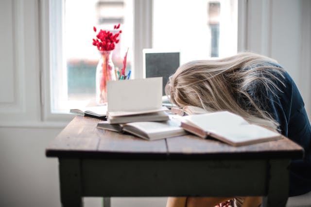 woman tired at work