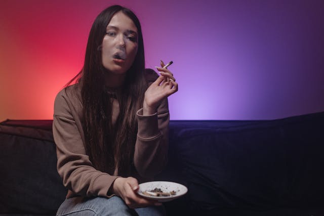 woman smoking a joint
