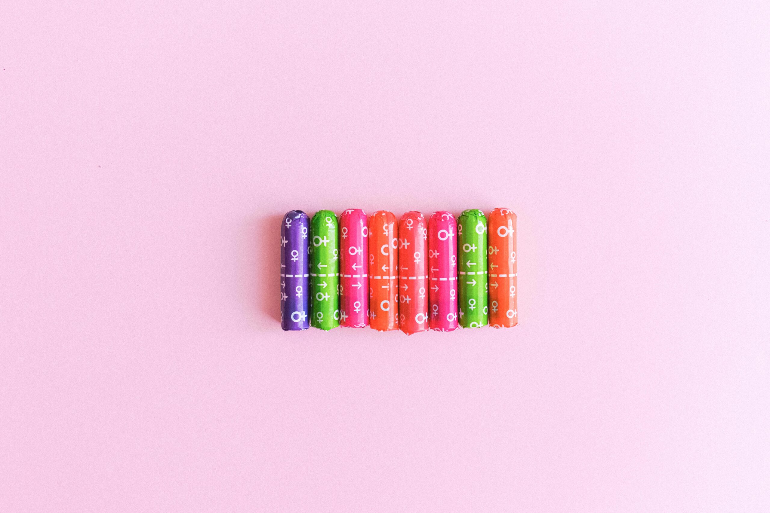 Top View of Tampons on Pink Studio Background