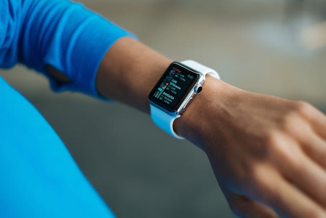 woman wearing a wearable device