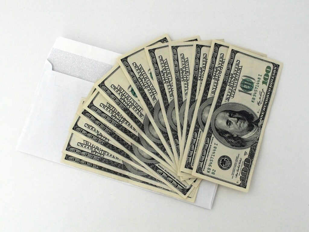 money on white background