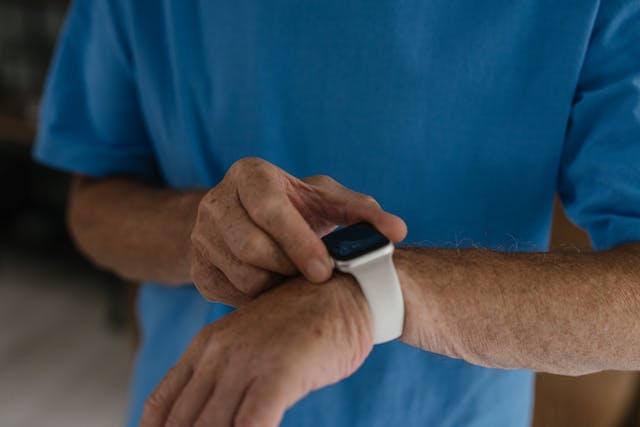 man using smart device