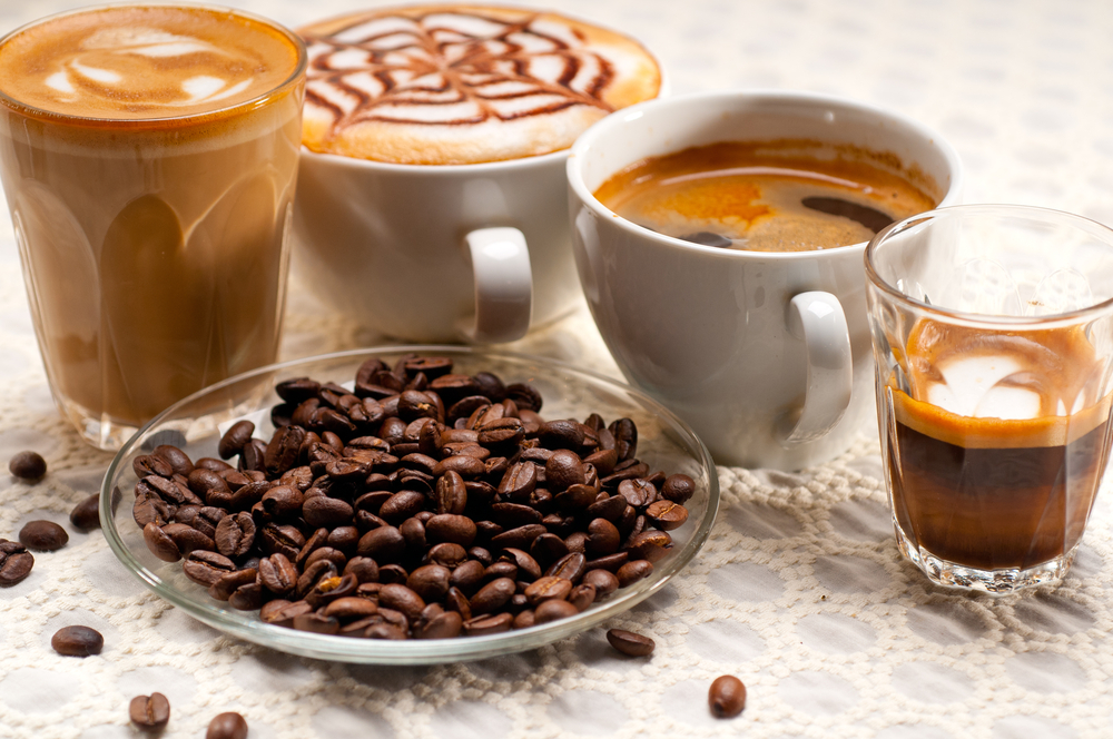 group selection of different Italian coffee type
