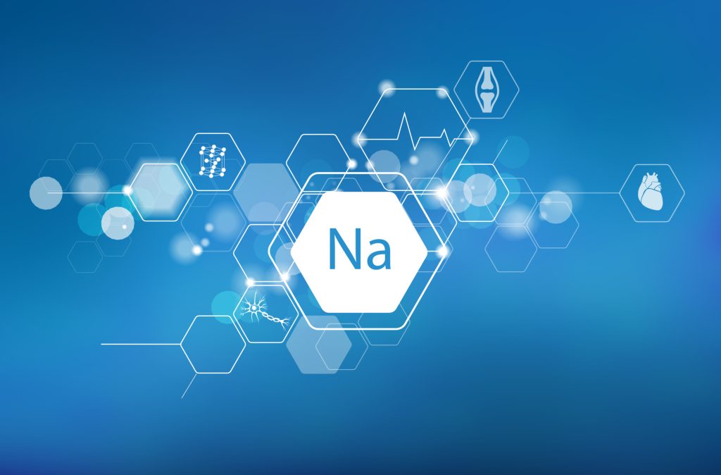 Sodium. Scientific medical research, the effect on human health. The designation of Sodium in the periodic table.