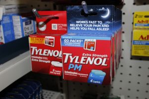 One Thing People Should Stop Combining With Tylenol, Hematologists Urge Tylenol,Pain,Reliever,In,Boxes,Closeup,On,A,Shelf.,That