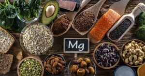 Various foods. Source of dietary minerals concept.