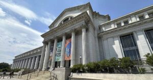White House Reviews Smithsonian Exhibits to Align With Trump’s Vision front entrance of the Smithsonian