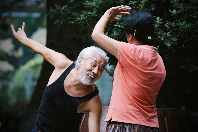 elderly people exercising 
