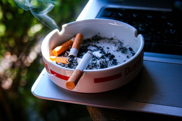 cigarette and ashtray