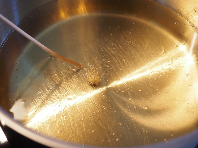 oil frying in a pan
