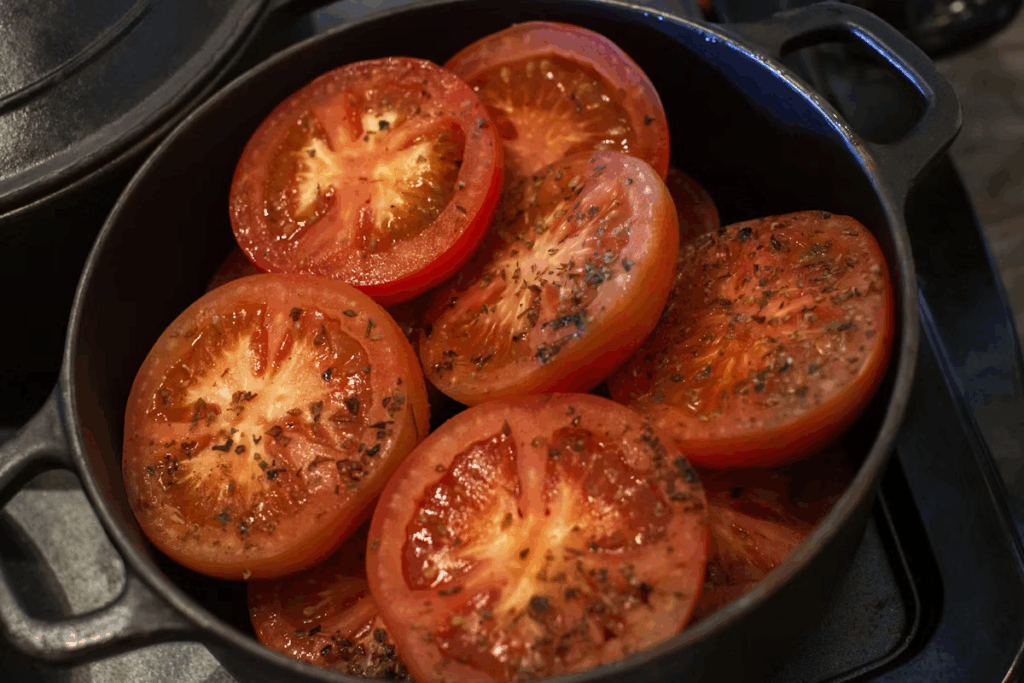seasoned tomatoes in a pot