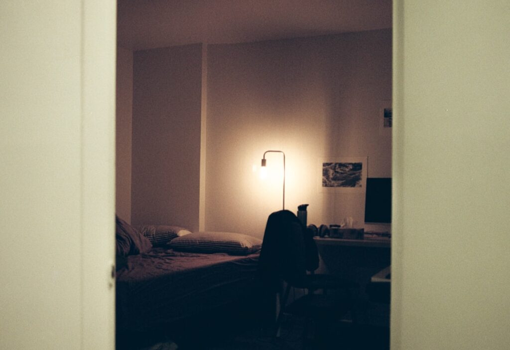 Bedroom with bed angled from the doorway, testing whether Feng Shui placement rules are myth or practical.