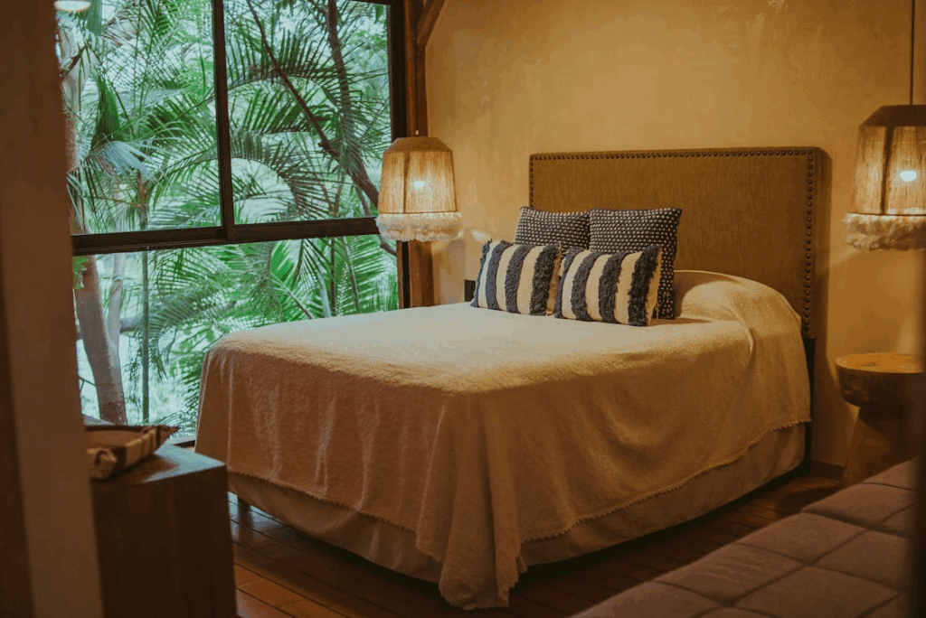 bedroom with soft lighting