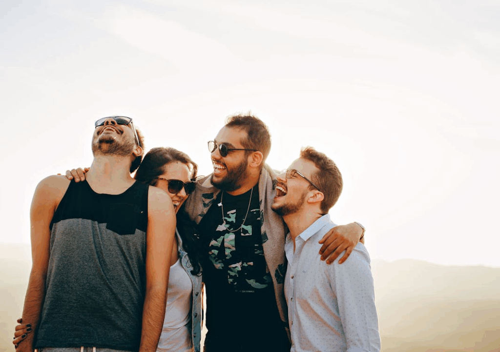 friends laughing out loud one childish habit