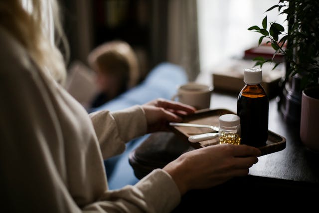 medicines on a tray