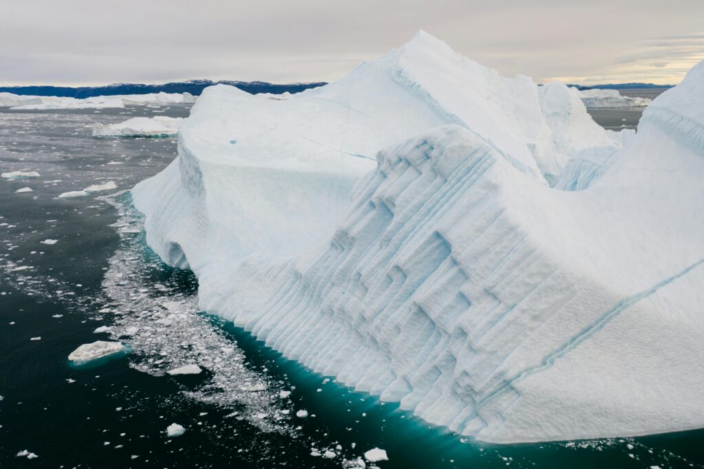 White Ice Formation on Body of Water
