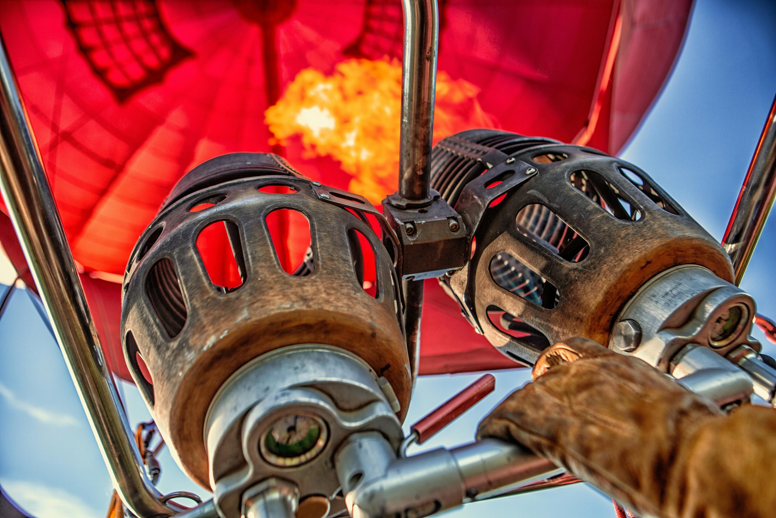 Red Hot Air Balloon being flown